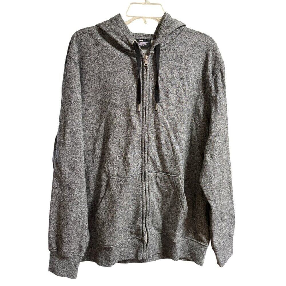 NEW H&M Regular Fit Fleece Lined Full Zip Hooded Jacket in Static Gray SZ L
